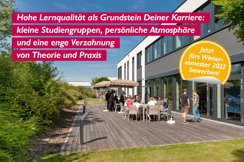 Hohe Lernqualität als Grundstein Deiner Karriere - kleine Studiengruppen, persönliche Atmosphäre und enge Verzahnung von Theorie und Praxis